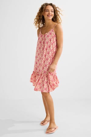 crinkle strandjurk geel/roze