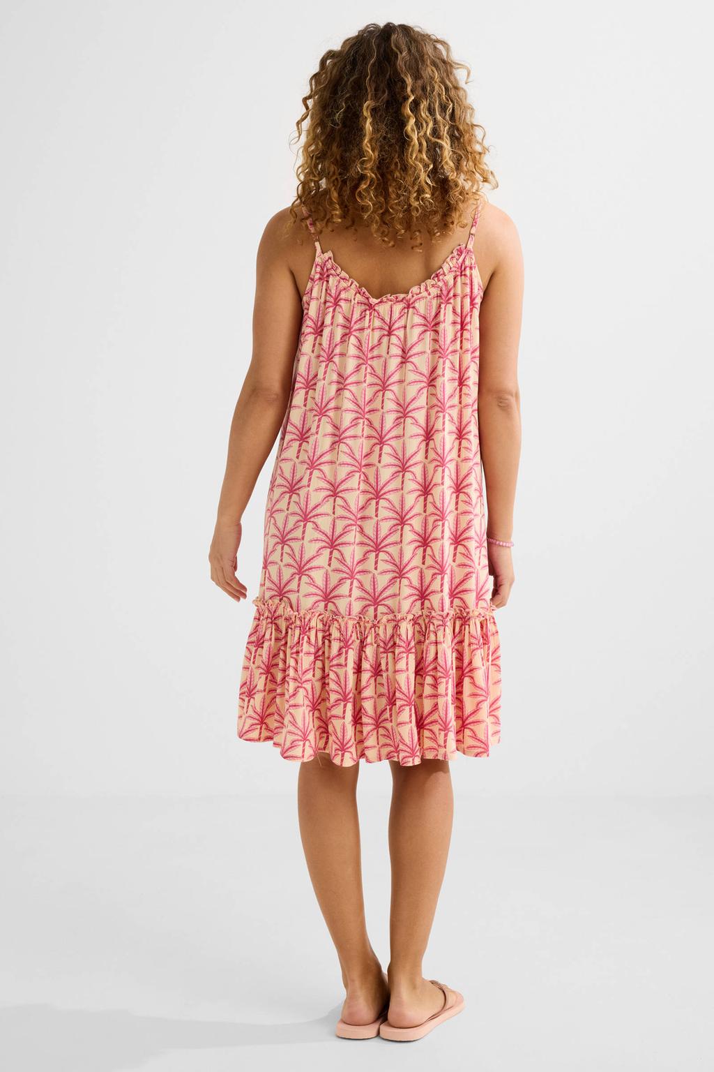 BEACHWAVE crinkle strandjurk geel/roze