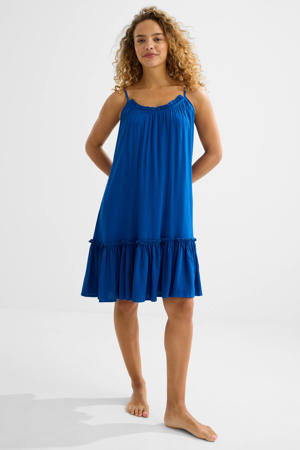 crinkle strandjurk blauw
