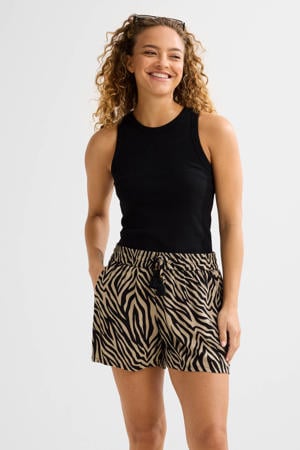 crinkle strandshort beige/zwart