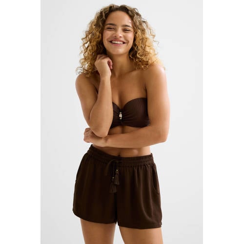 BEACHWAVE crinkle strandshort donkerbruin afbeelding