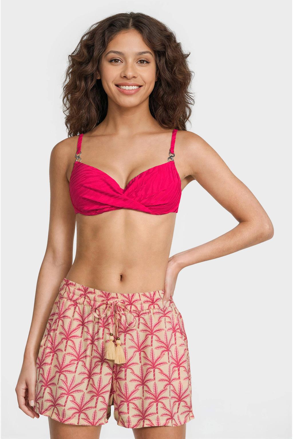 BEACHWAVE crinkle strandshort geel/roze