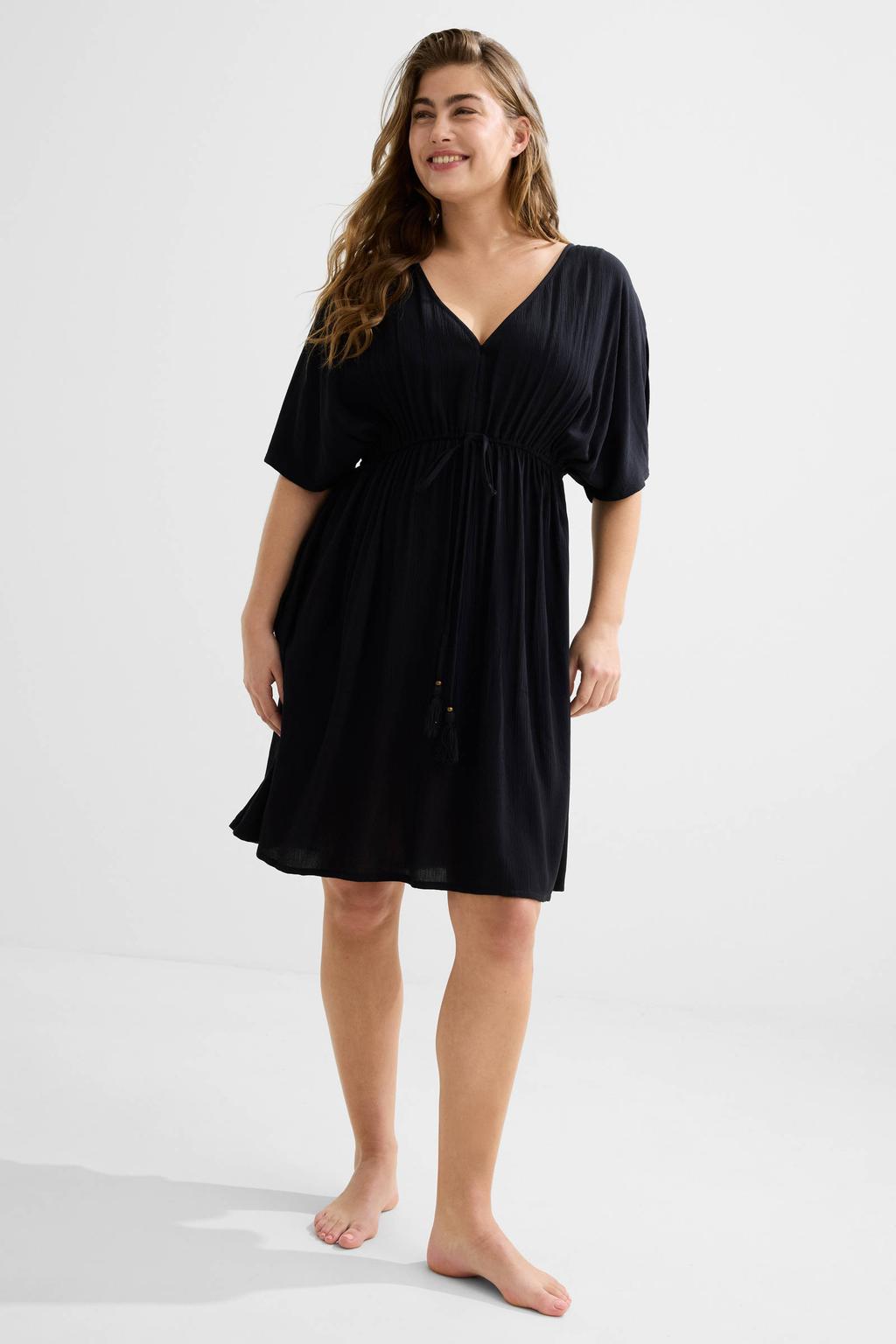 BEACHWAVE crinkle strandjurk zwart