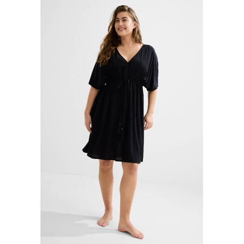 BEACHWAVE crinkle strandjurk zwart afbeelding