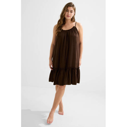 BEACHWAVE crinkle strandjurk donkerbruin afbeelding