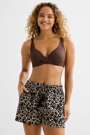 crinkle strandshort beige/zwart