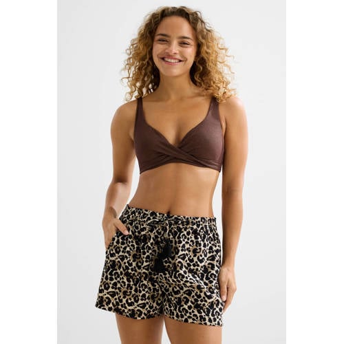 BEACHWAVE crinkle strandshort beige/zwart afbeelding