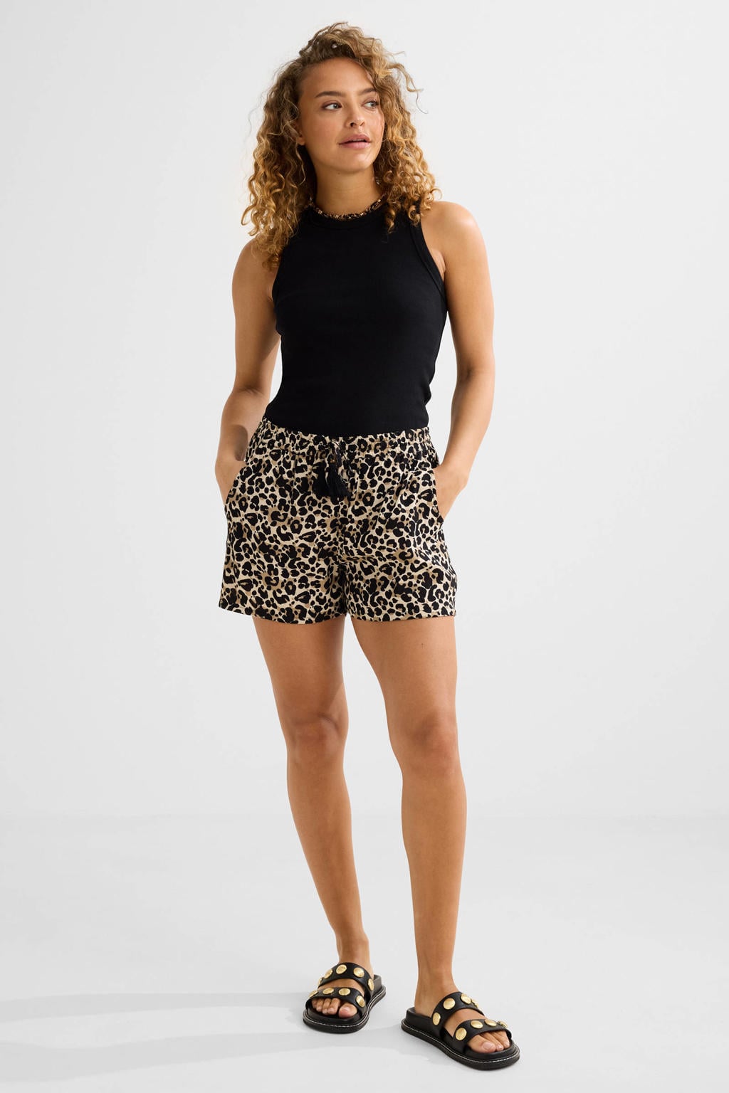BEACHWAVE crinkle strandshort beige/zwart