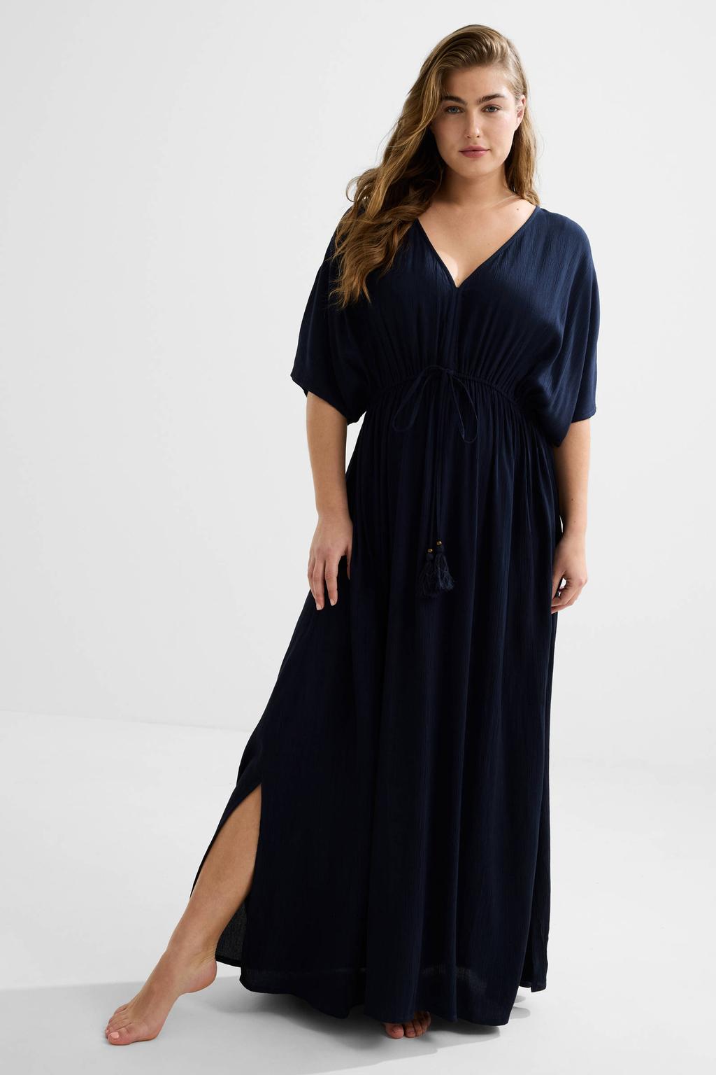 BEACHWAVE crinkle strandjurk donkerblauw