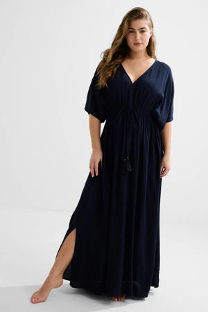 crinkle strandjurk donkerblauw