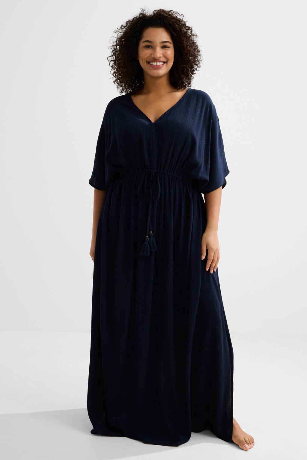 BEACHWAVE Curve crinkle strandjurk donkerblauw