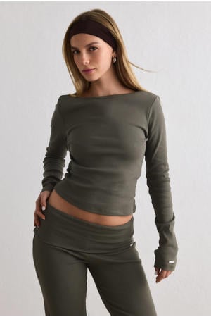 sporttop Ease Ribbed olijfgroen