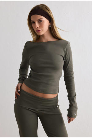 sporttop Ease Ribbed olijfgroen