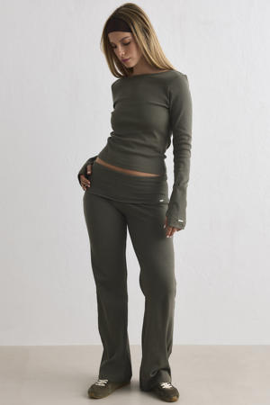 sportbroek Ease Ribbed olijfgroen