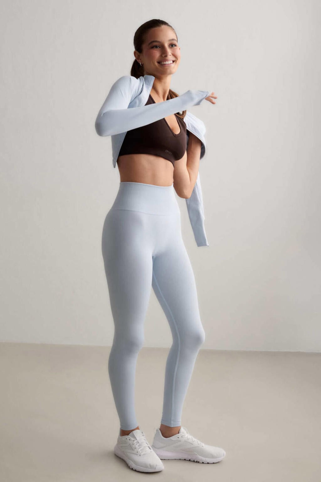 Lichtblauwe dames Aim'n Shape Seamless sportlegging van polyester met slim fit en regular waist