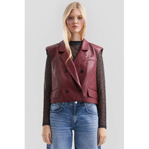 QS donkerrood gilet van imitatieleer afbeelding