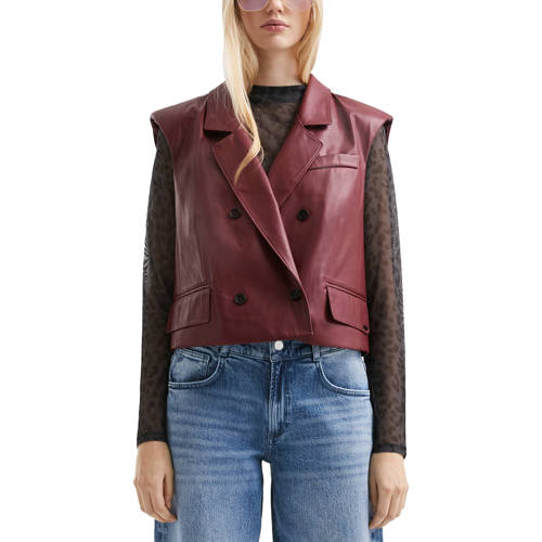 QS donkerrood gilet van imitatieleer afbeelding