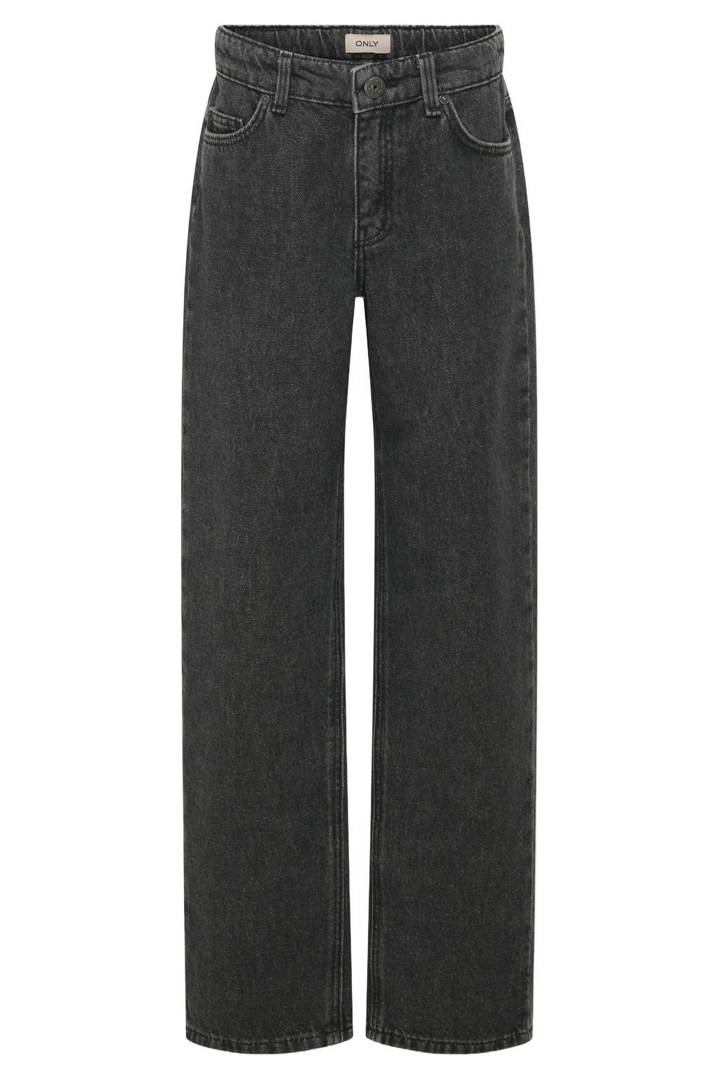 Black denim meisjes KIDS ONLY GIRL wide leg high waist wide leg jeans black van denim met rits- en knoopsluiting en effen