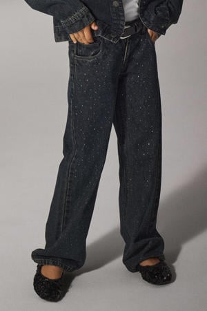 wide leg high waist wide leg jeans dark blue denim