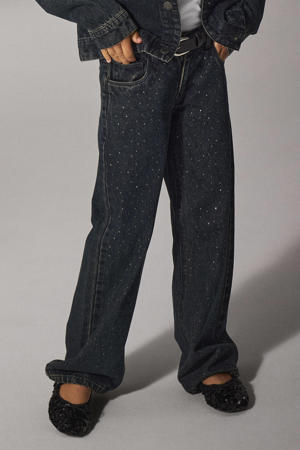 wide leg high waist wide leg jeans dark blue denim