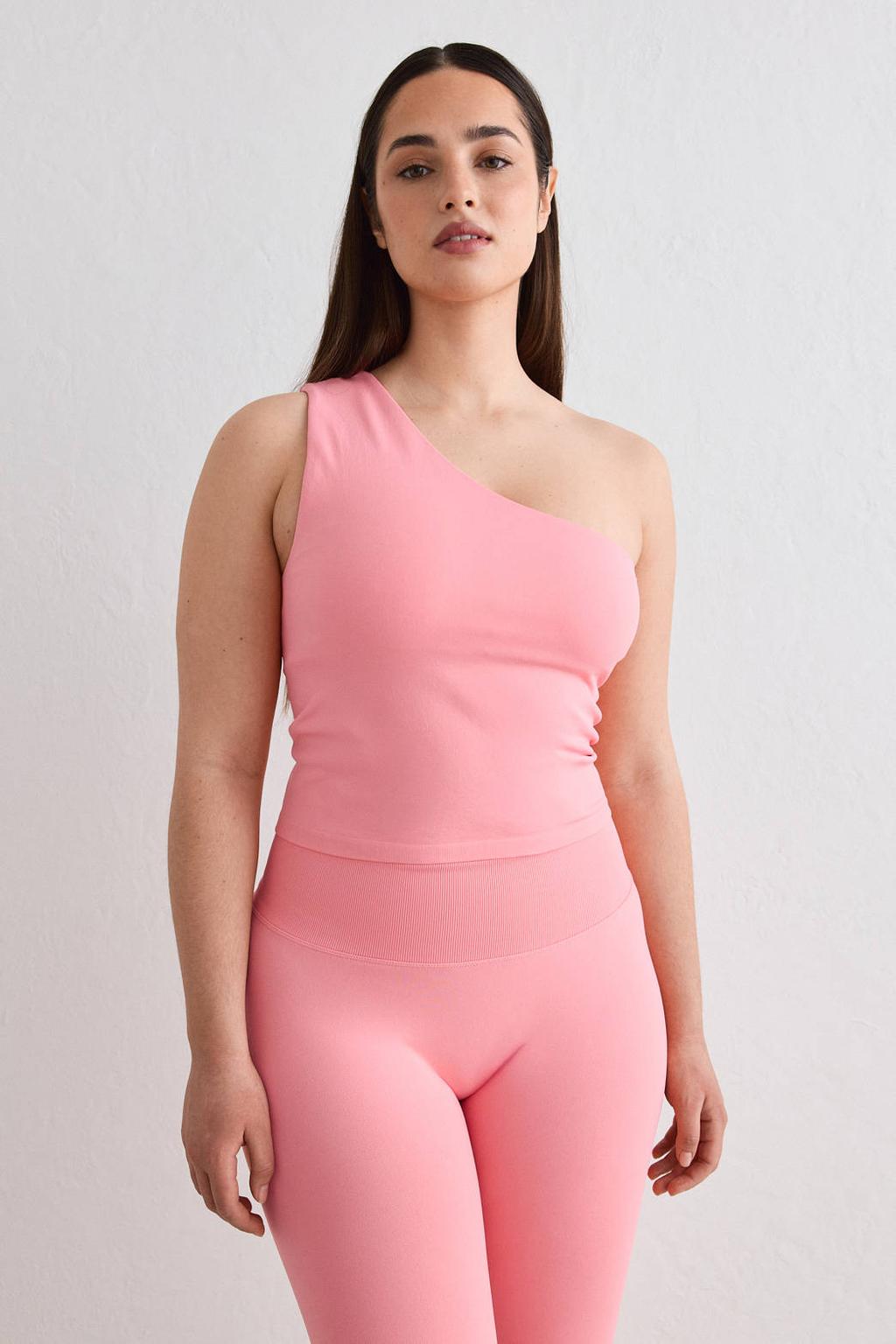 Roze dames Aim'n sporttop van polyamide met one shoulder