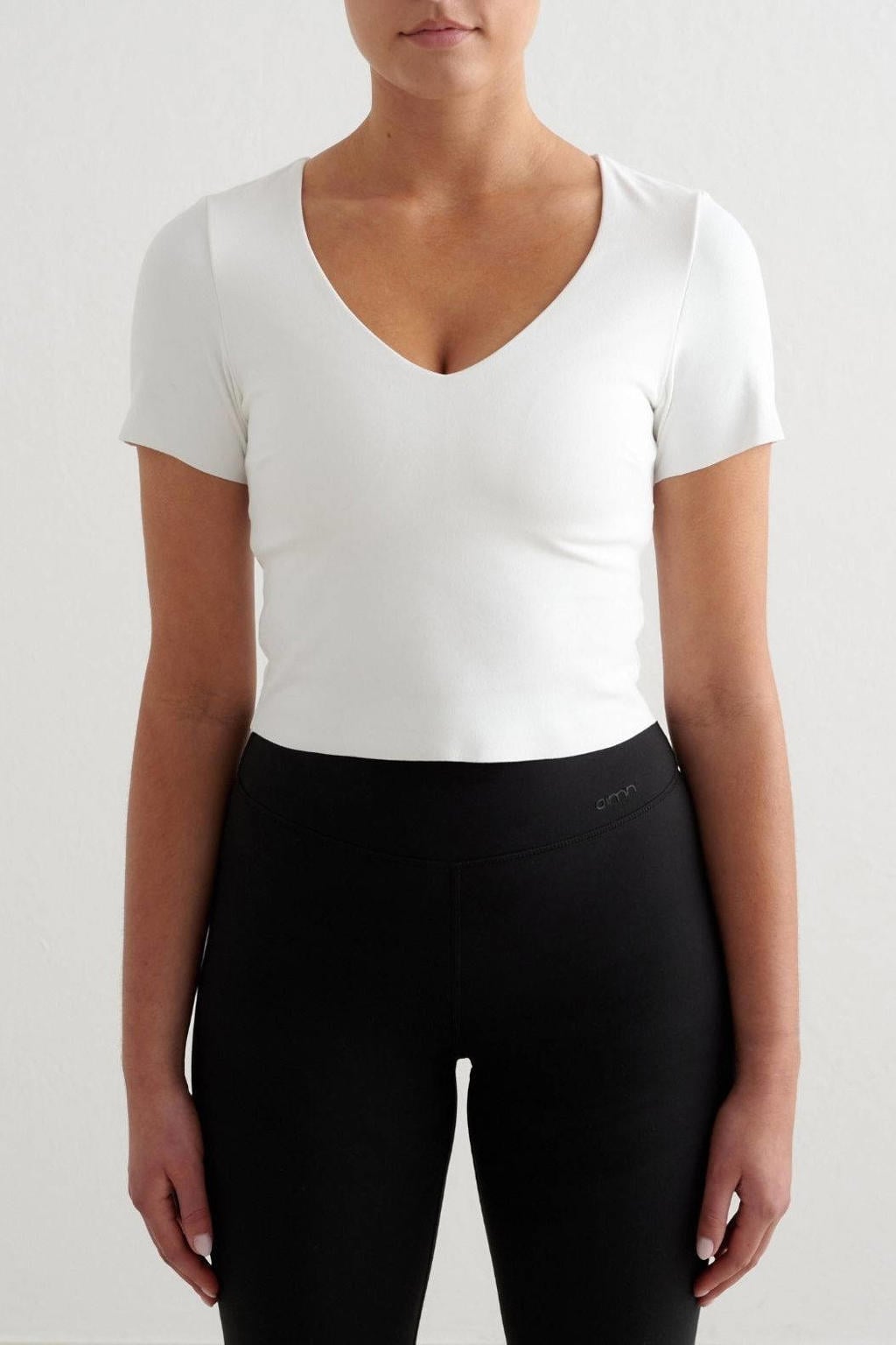 Witte dames Aim'n sport T-shirt Sense van polyester met V-hals