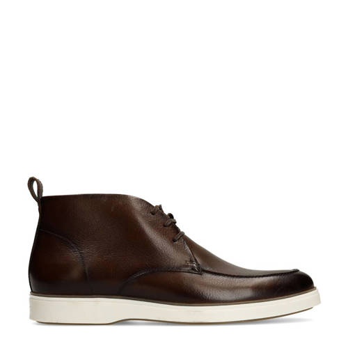 Manfield leren veterboots donkerbruin afbeelding