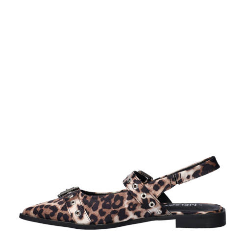 Nelson slingback loafers met panterprint beige/zwart afbeelding