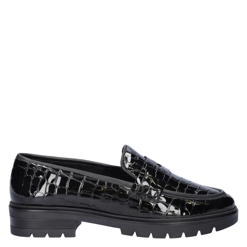 Zwarte dames Ara leren loafers