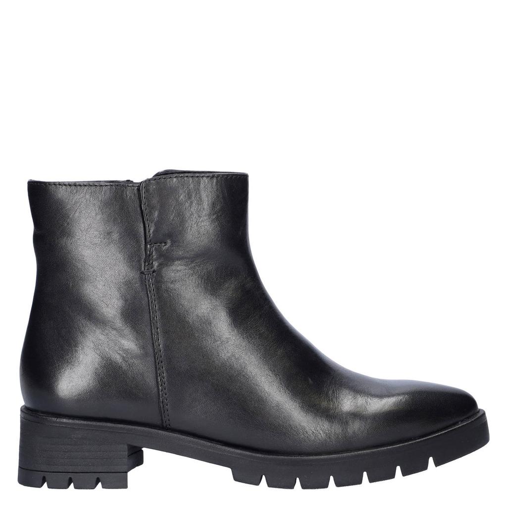 Zwarte dames Ara leren enkelboots met ritssluiting