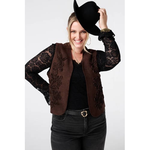MS Mode gilet donkerbruin afbeelding