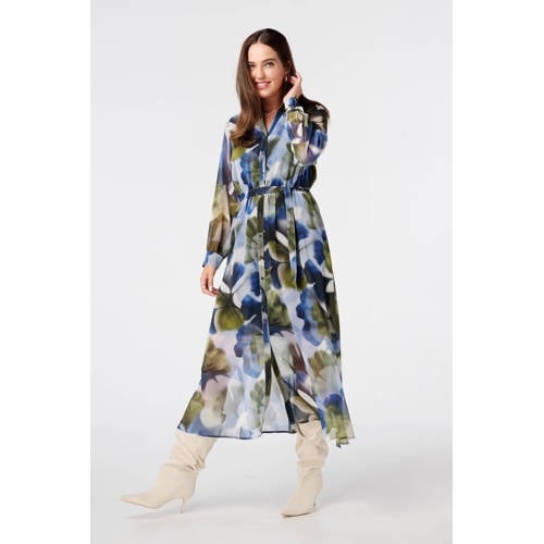MS Mode gebloemde blousejurk blauw afbeelding