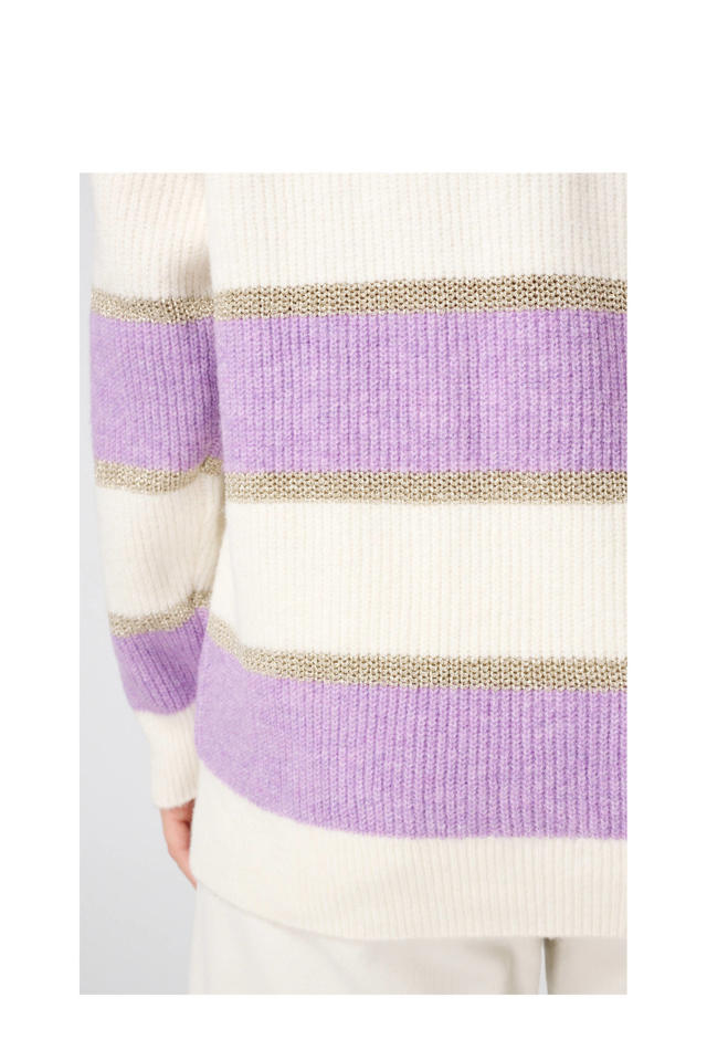 MS Mode gestreepte trui met wol lila gebreid wehkamp