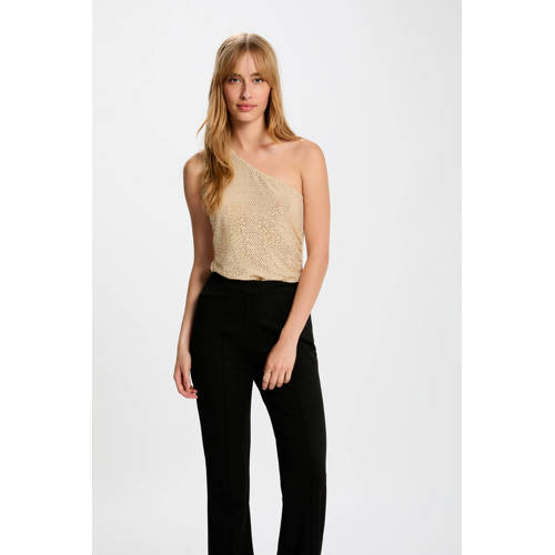 Morgan one shoulder top met pailletten champagne afbeelding