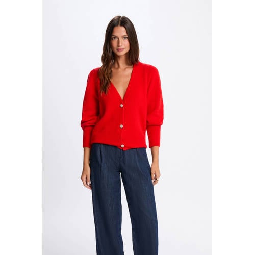 Morgan gebreid vest met wol rood afbeelding