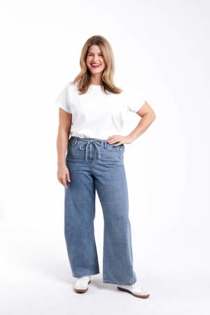 wide leg jeans medium blue denim