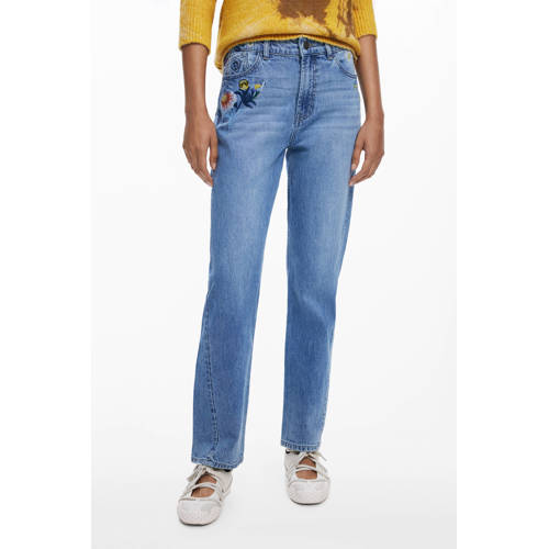 Desigual high waist straight leg jeans medium blue denim afbeelding