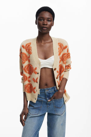 Desigual gebreide trui met all over print en glitters zwart/groen/blauw