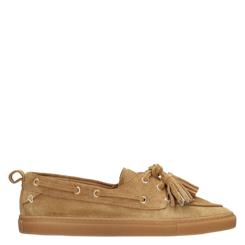 Beige dames Poelman Silk suède bootschoenen