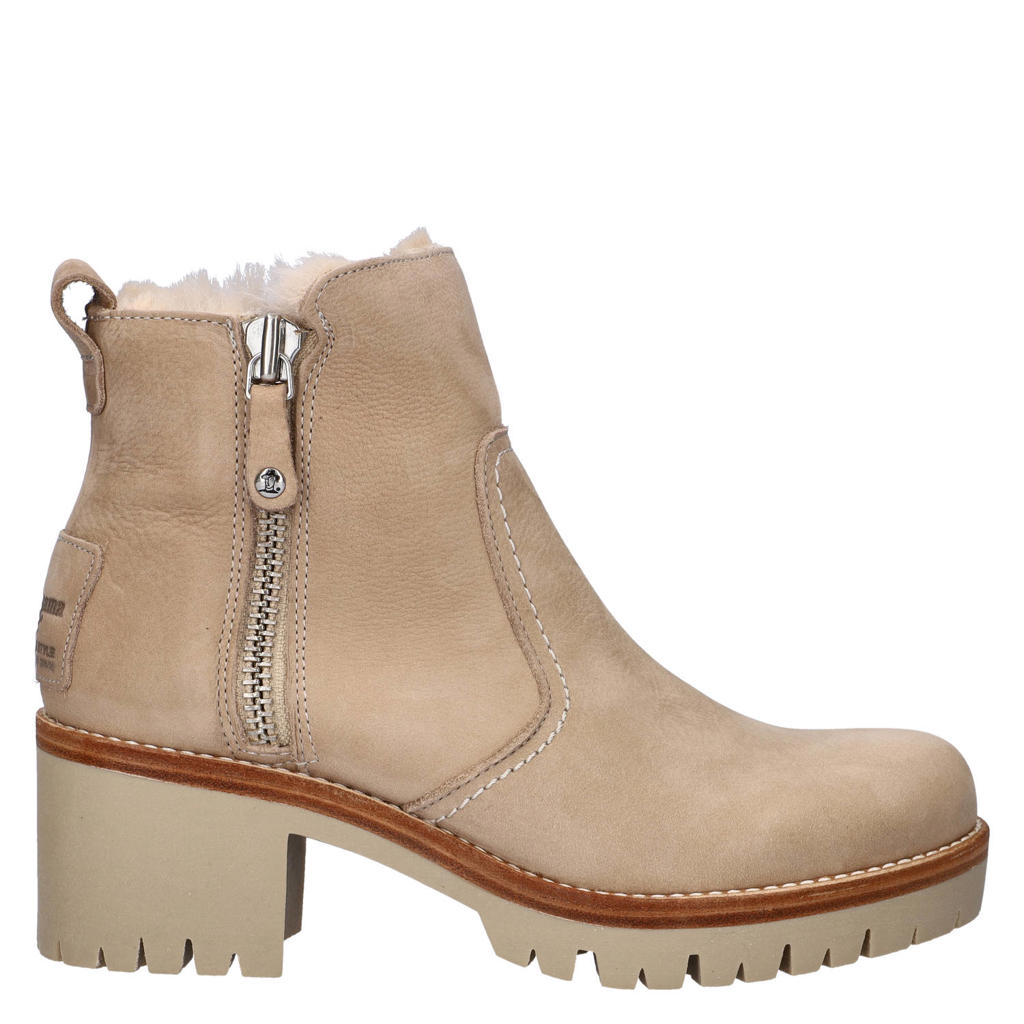 Beige dames Panama Jack Pauline gevoerde nubuck enkellaarzen met ritssluiting