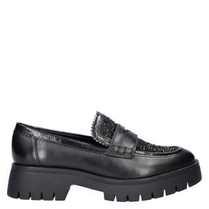 Leticia chunky leren loafers met strass zwart