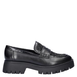 Leticia chunky leren loafers met strass zwart
