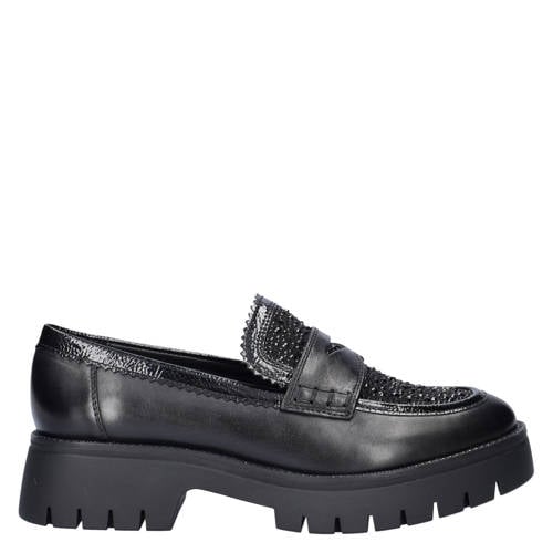 Regarde le ciel Leticia chunky leren loafers met strass zwart afbeelding