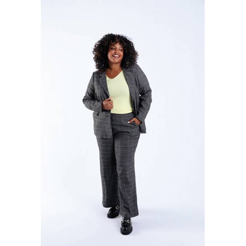 Paprika wide leg high waist broek grijs afbeelding