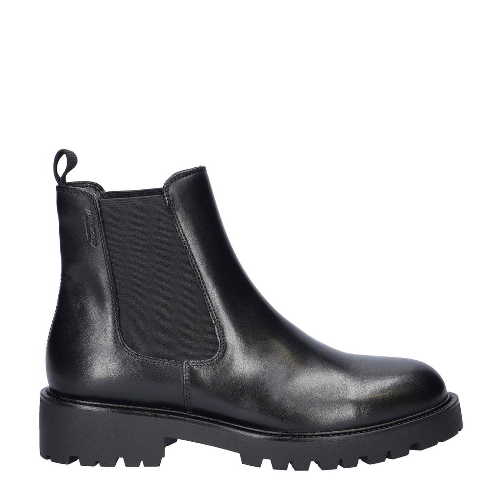 Zwarte dames Vagabond Kenova leren chelsea boots met profielzool en elastische inzet