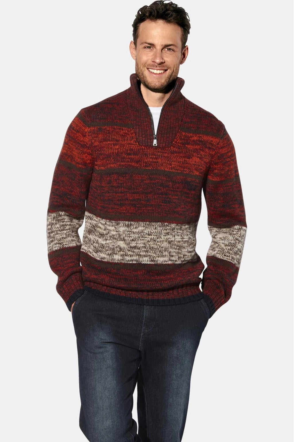 Babista gestreepte trui +FIT Collectie Plus Size - donkerrood