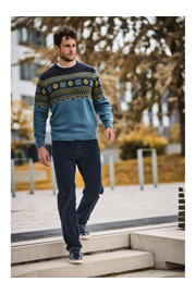 thumbnail: Babista gebreide noorse trui +FIT Collectie Plus Size - blauw