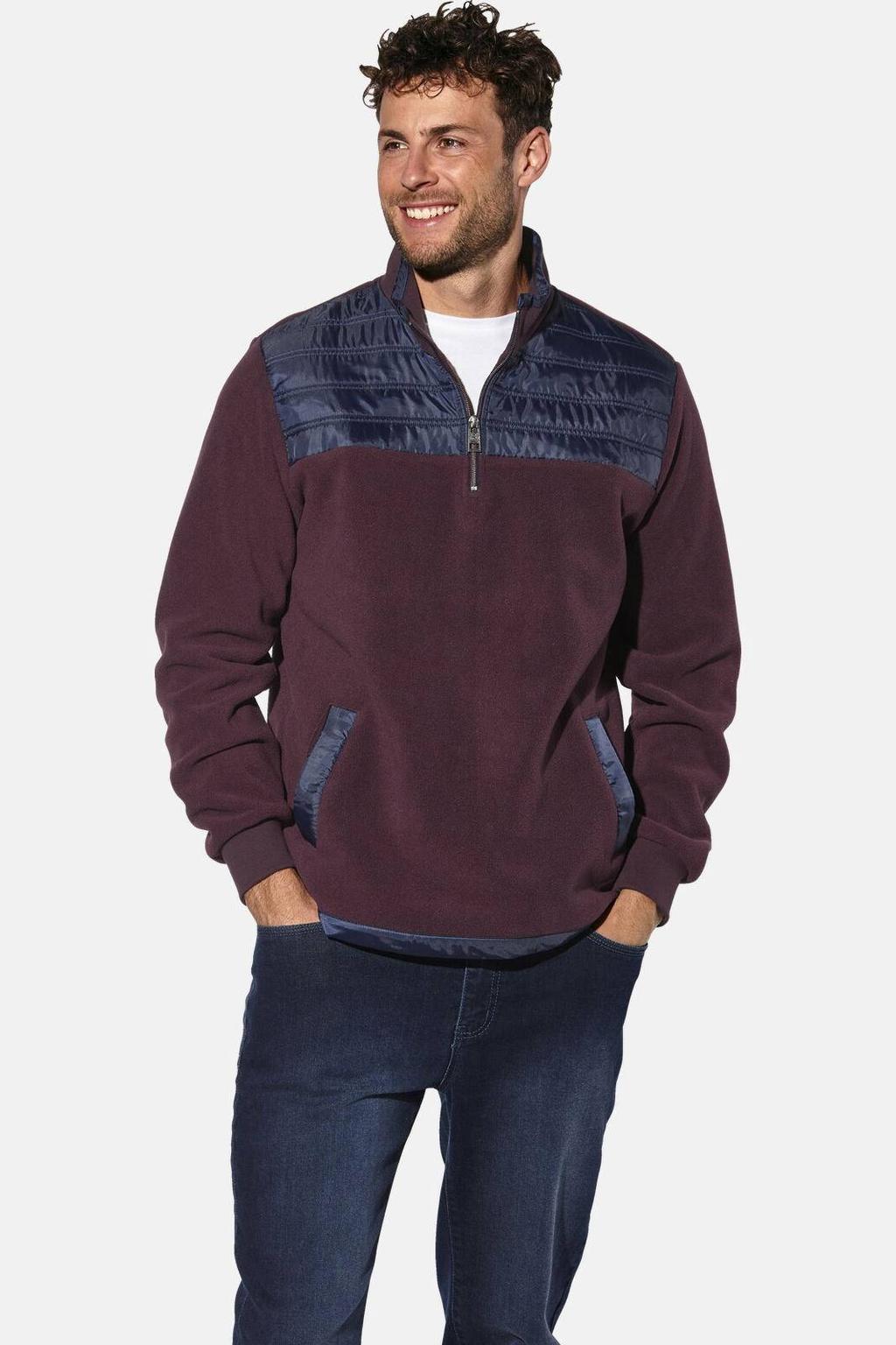 Babista regular fit fleecetrui Plus Size - donkerrood