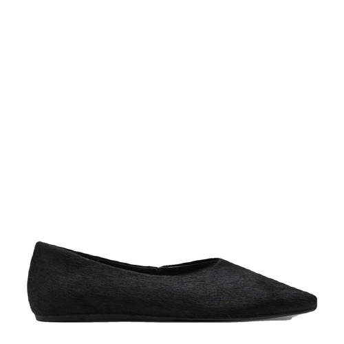 Mango leren ballerina's met ponyhair zwart afbeelding