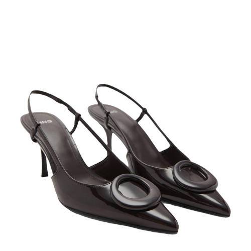 Mango lak slingback pumps donkerbruin afbeelding